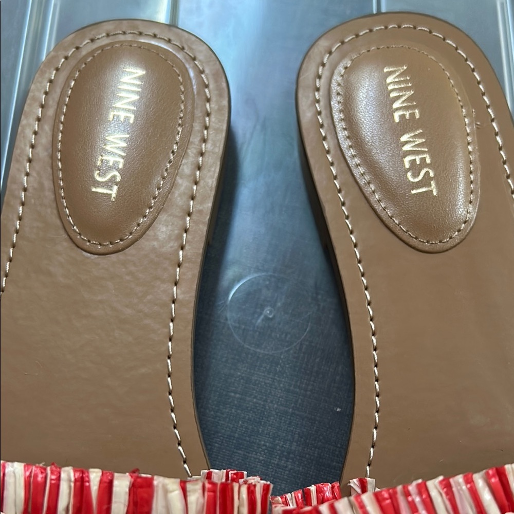 Nine West Red and Cream Slide Sandals - Picture 3 of 4